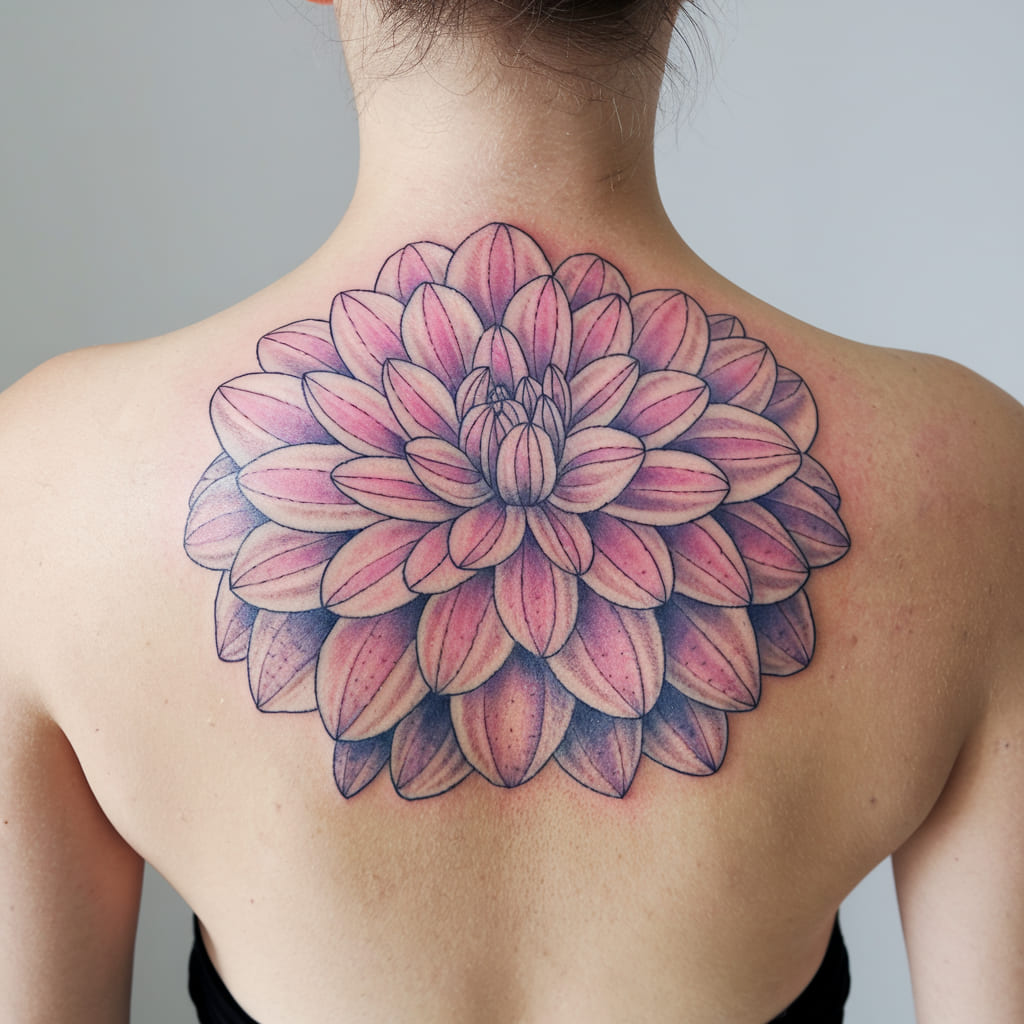 Layered Petal Dahlia on the Spine