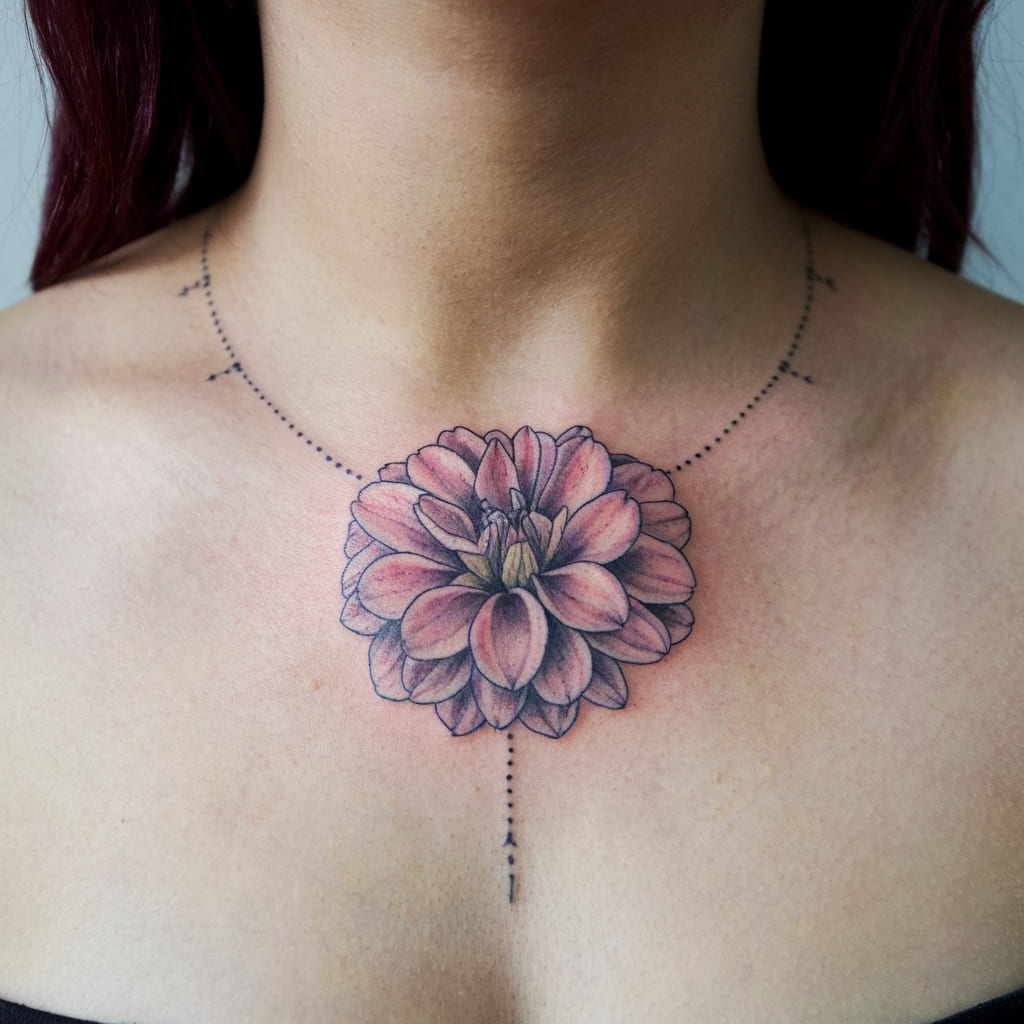 Lovely Dahlia as a Necklace on the Collarbone