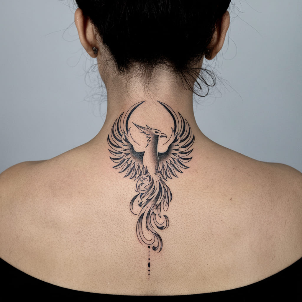 Phoenix Rising on the Back of the Neck