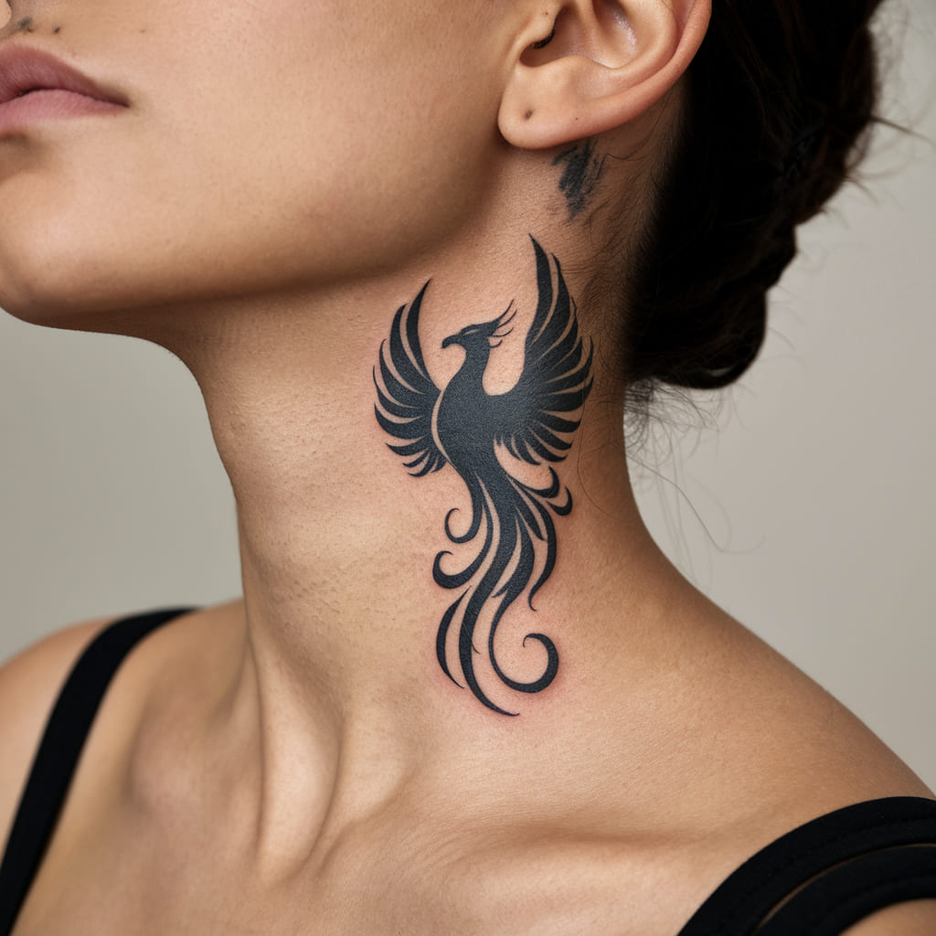 Phoenix Silhouette Behind the Ear