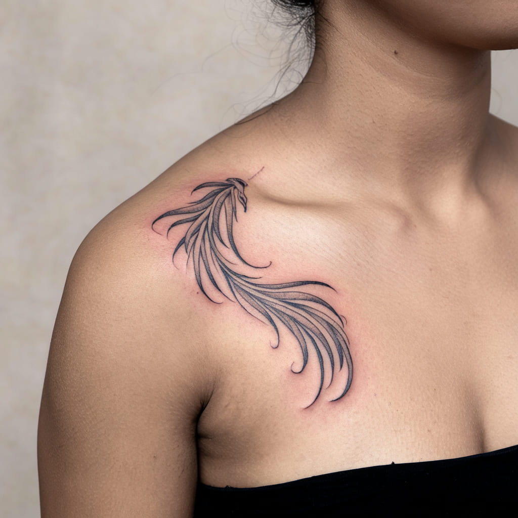 Phoenix Tail on the Collarbone