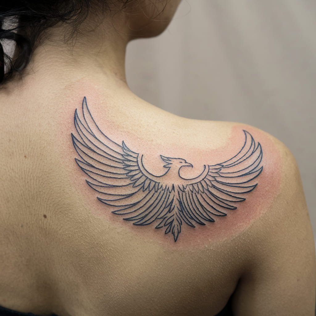 Phoenix Wing Outline on the Shoulder Blade