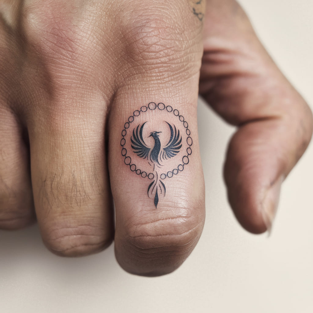 Small Circular Phoenix on the Finger