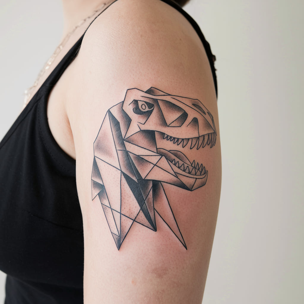 Abstract Dino Head with Triangular Shapes