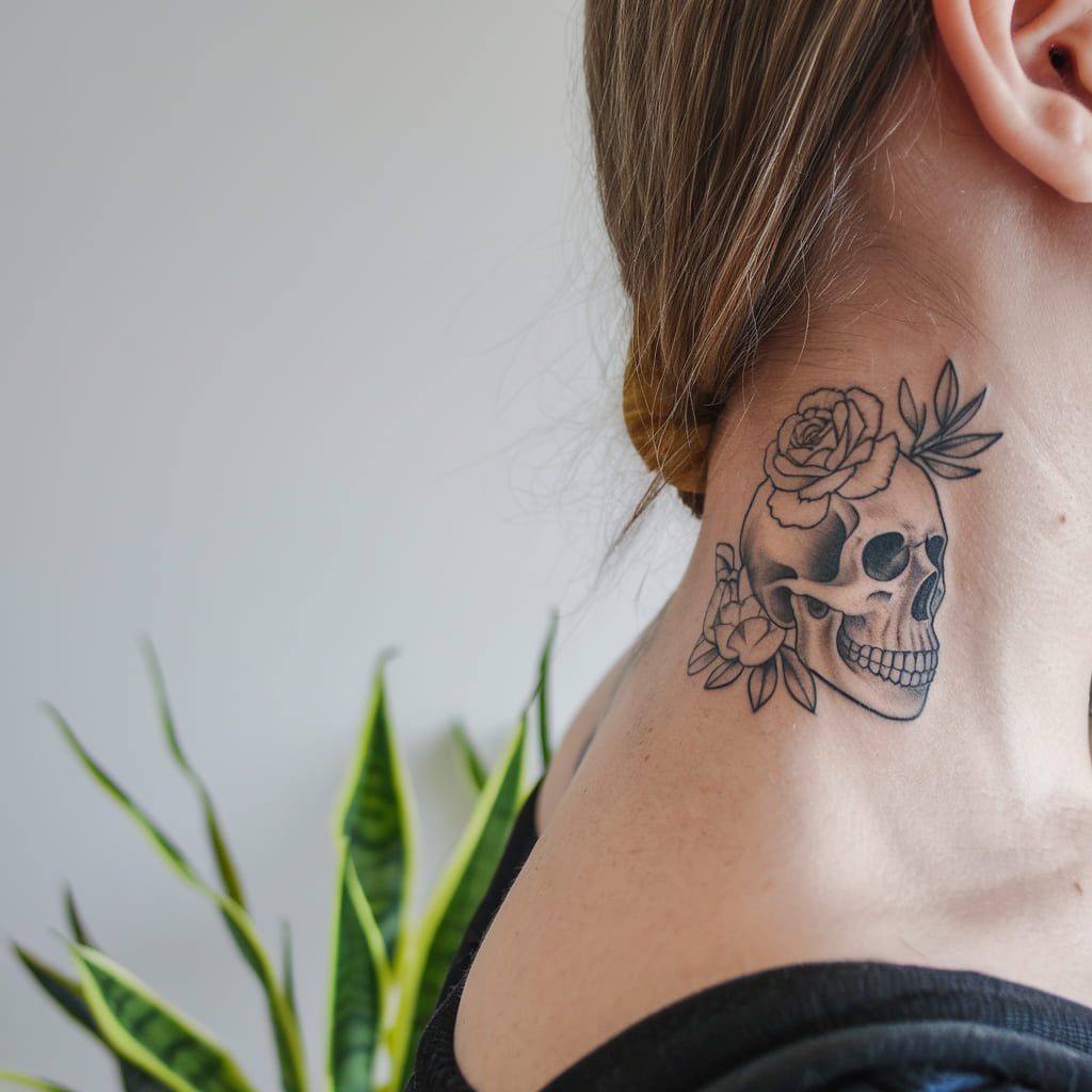 Artistic Skull with Flower Design