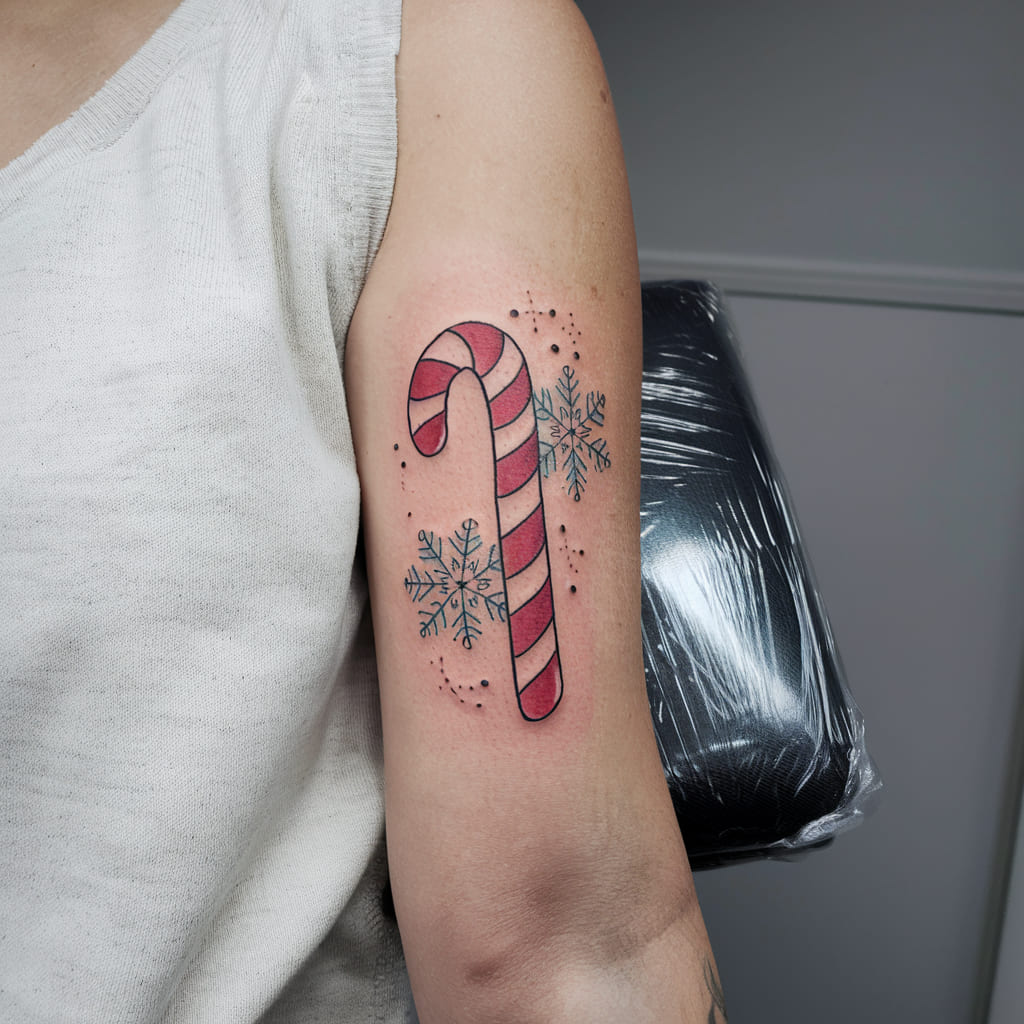 Candycane with Snowflakes