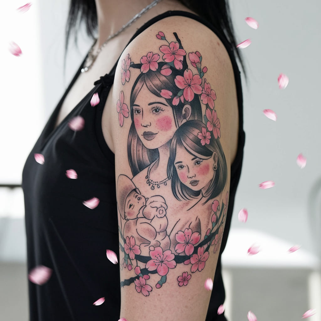 Cherry Blossom Family Tattoo