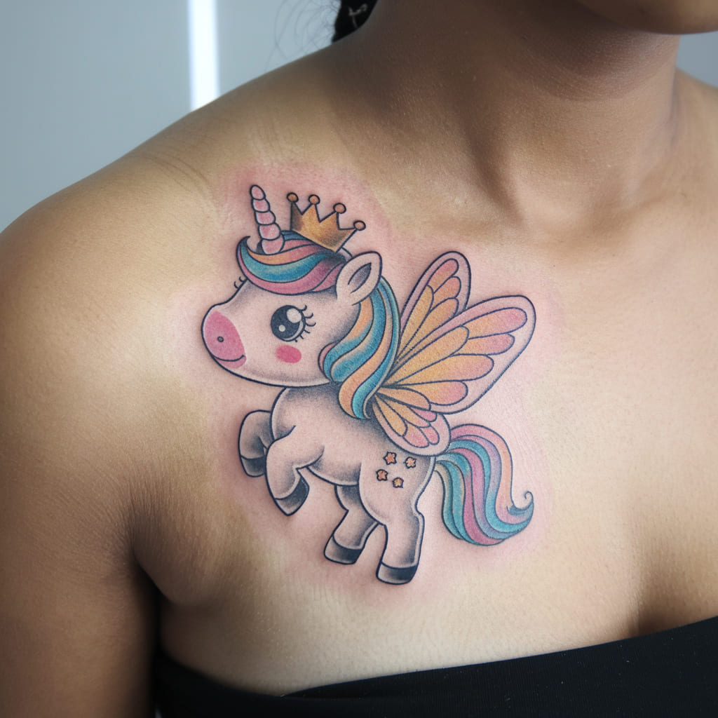 Chibi Unicorn with Butterfly Wings