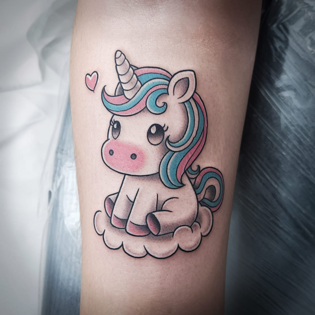 Chibi Unicorn with Heart-Shaped Horn