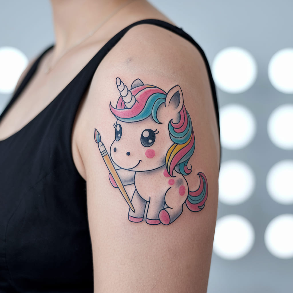 Chibi Unicorn with Paintbrush