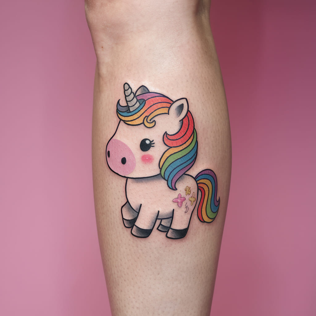 Chibi Unicorn with Rainbow Mane