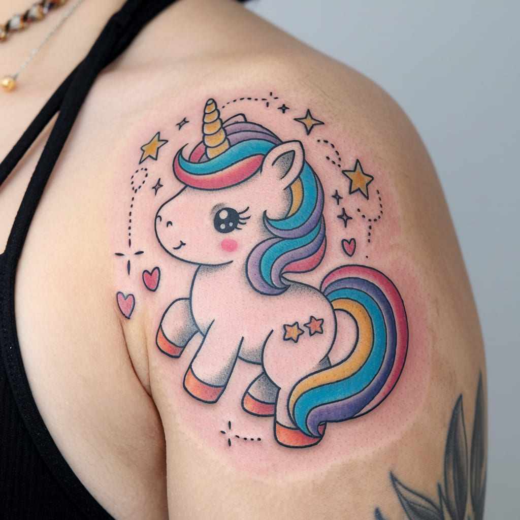 Chibi Unicorn with Rainbow Tail