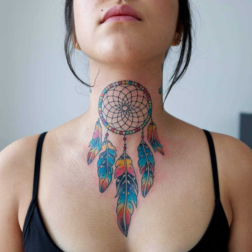 Colorful Dreamcatcher Neck Ink