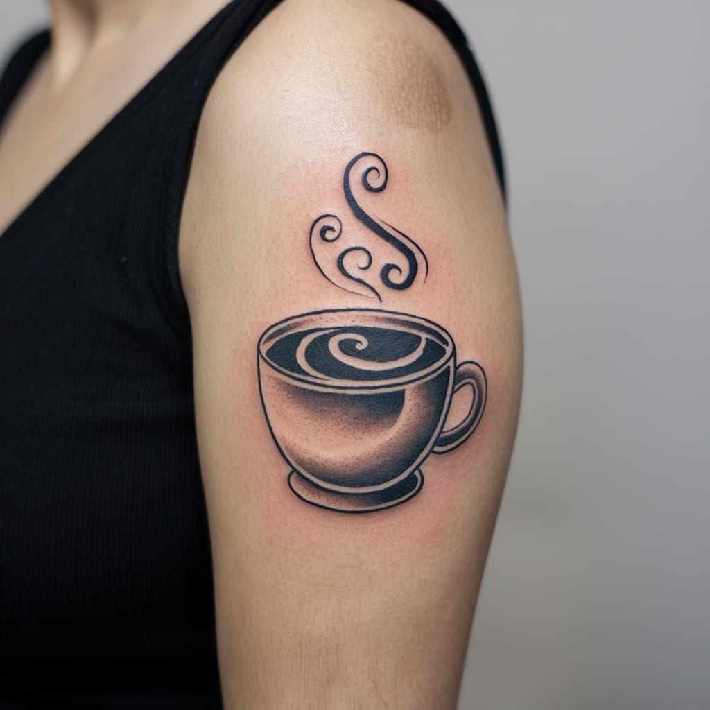 Cup of Coffee with Swirling Ink