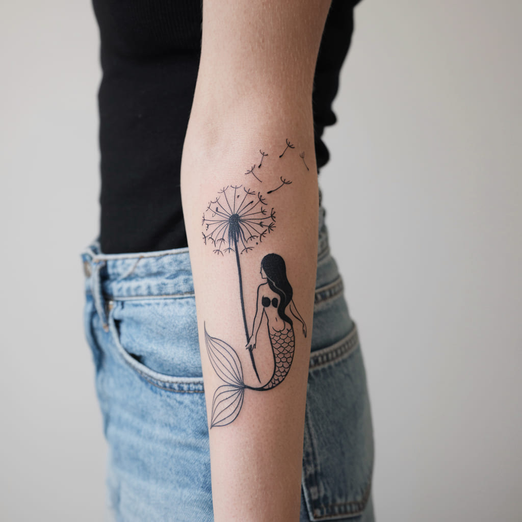 Dandelion and Mermaid Tattoo