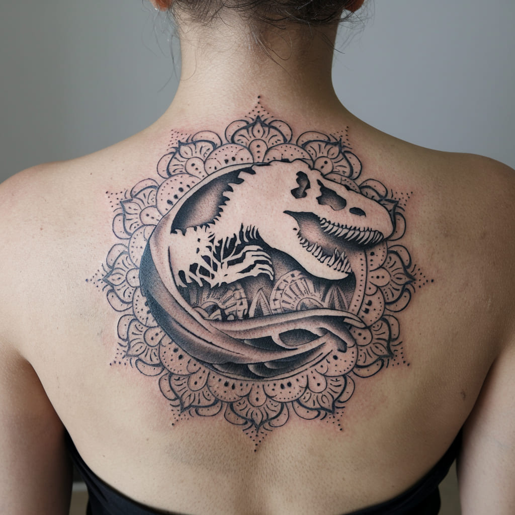 Dinosaur and Mandala Fusion