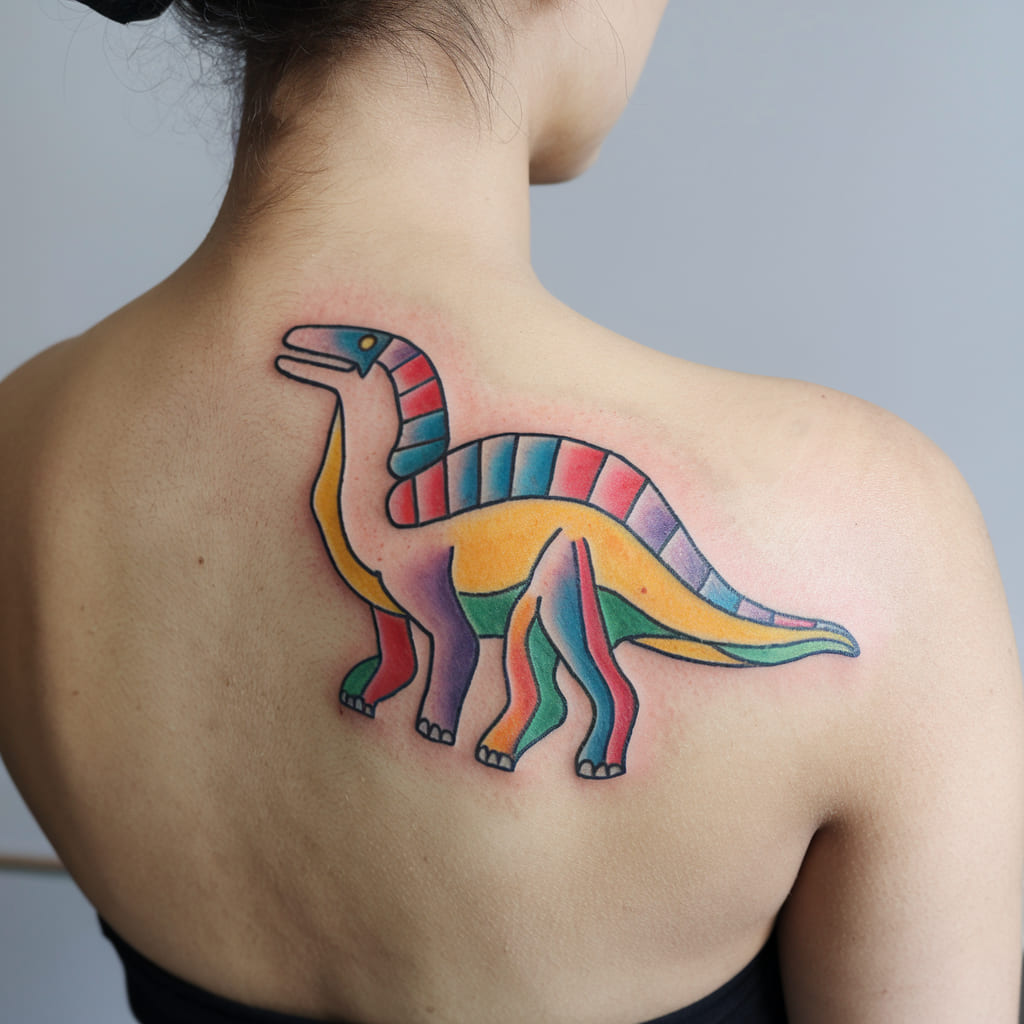 Dinosaur with Colorful Lines