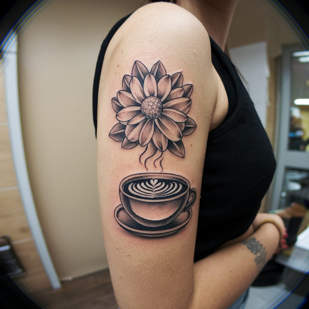 Floral Latte Art Tattoo