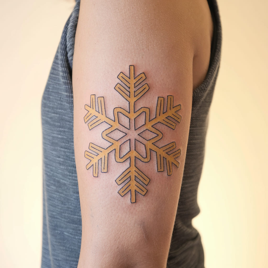 Gold Snowflake Tattoo