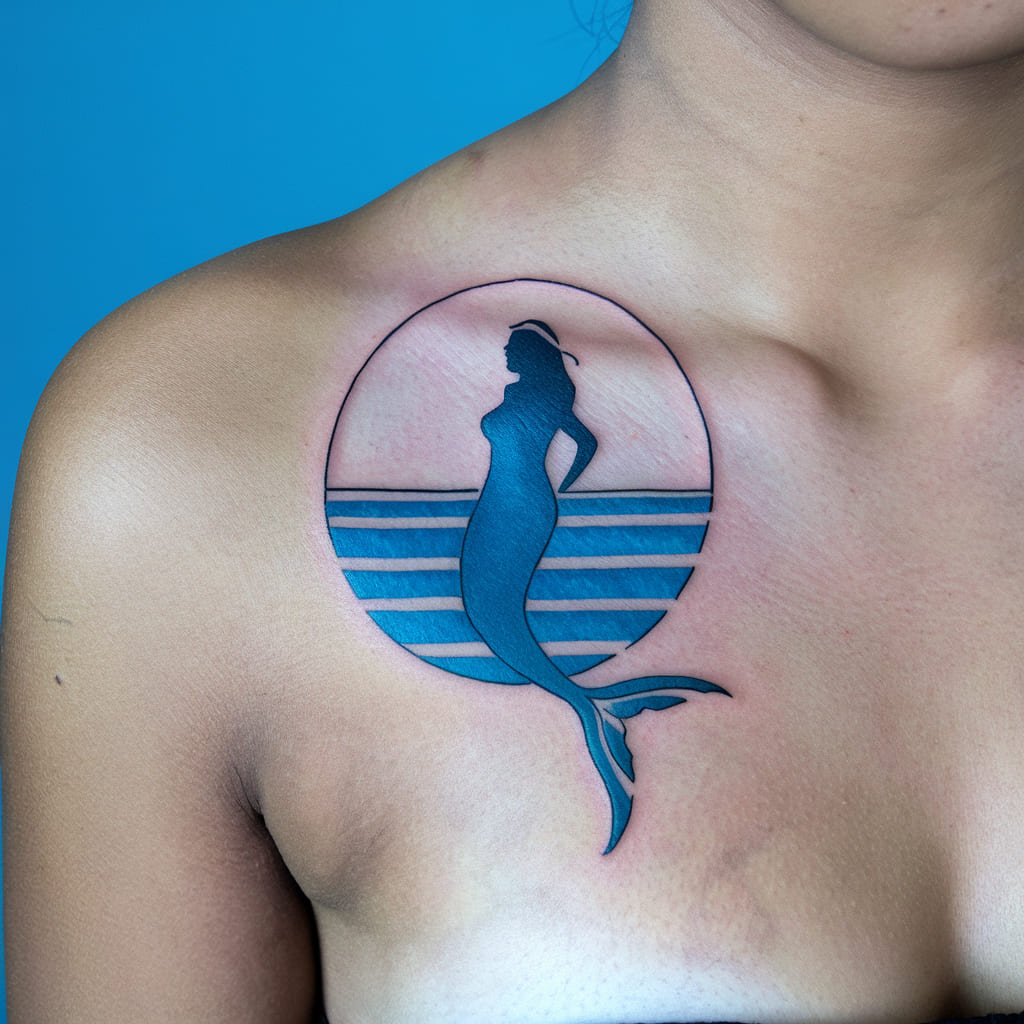 Mermaid Silhouette with Ocean Horizon