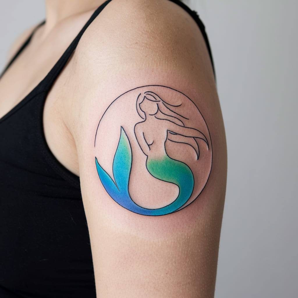 Minimalist Mermaid in a Circle