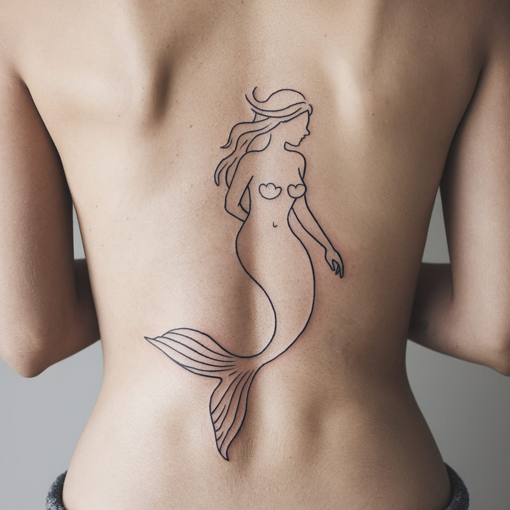 Minimalist Mermaid with Heart-shaped Tail