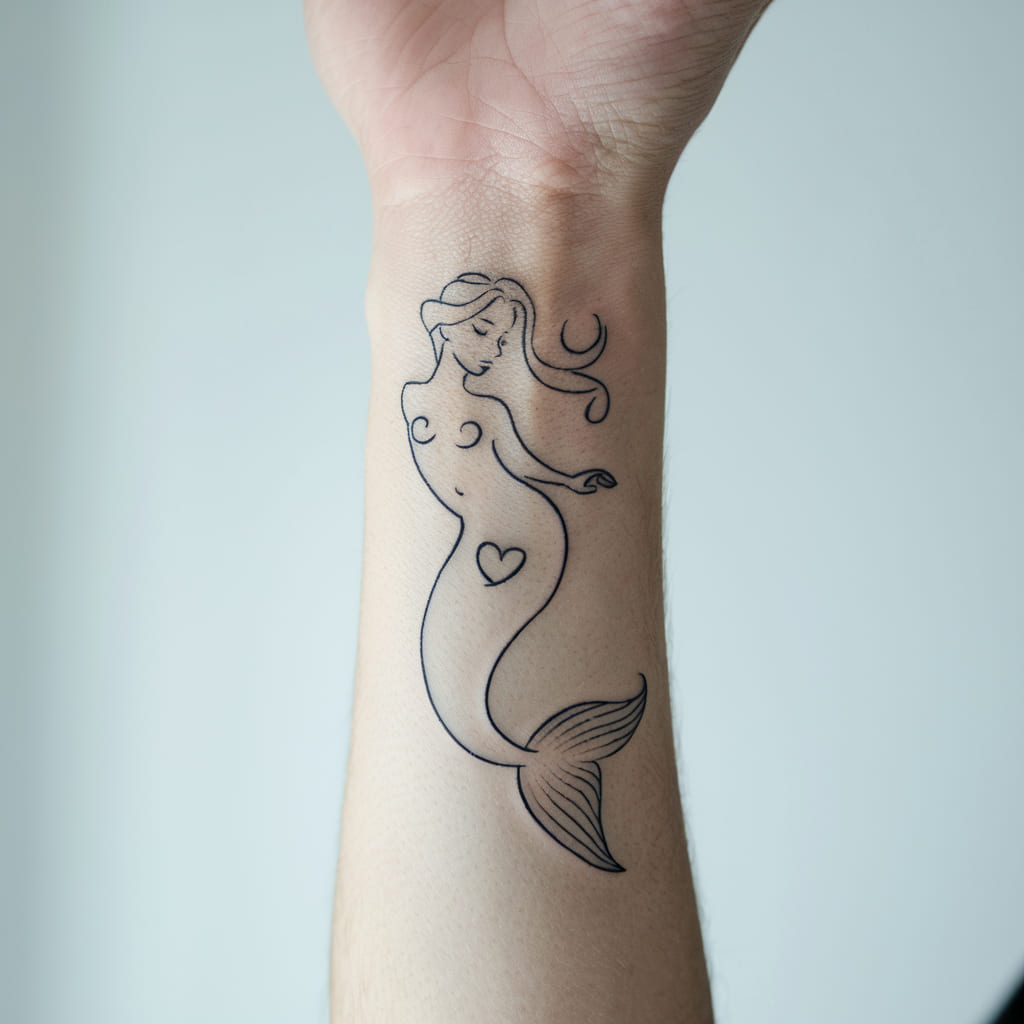 Minimalist Mermaid with Heart