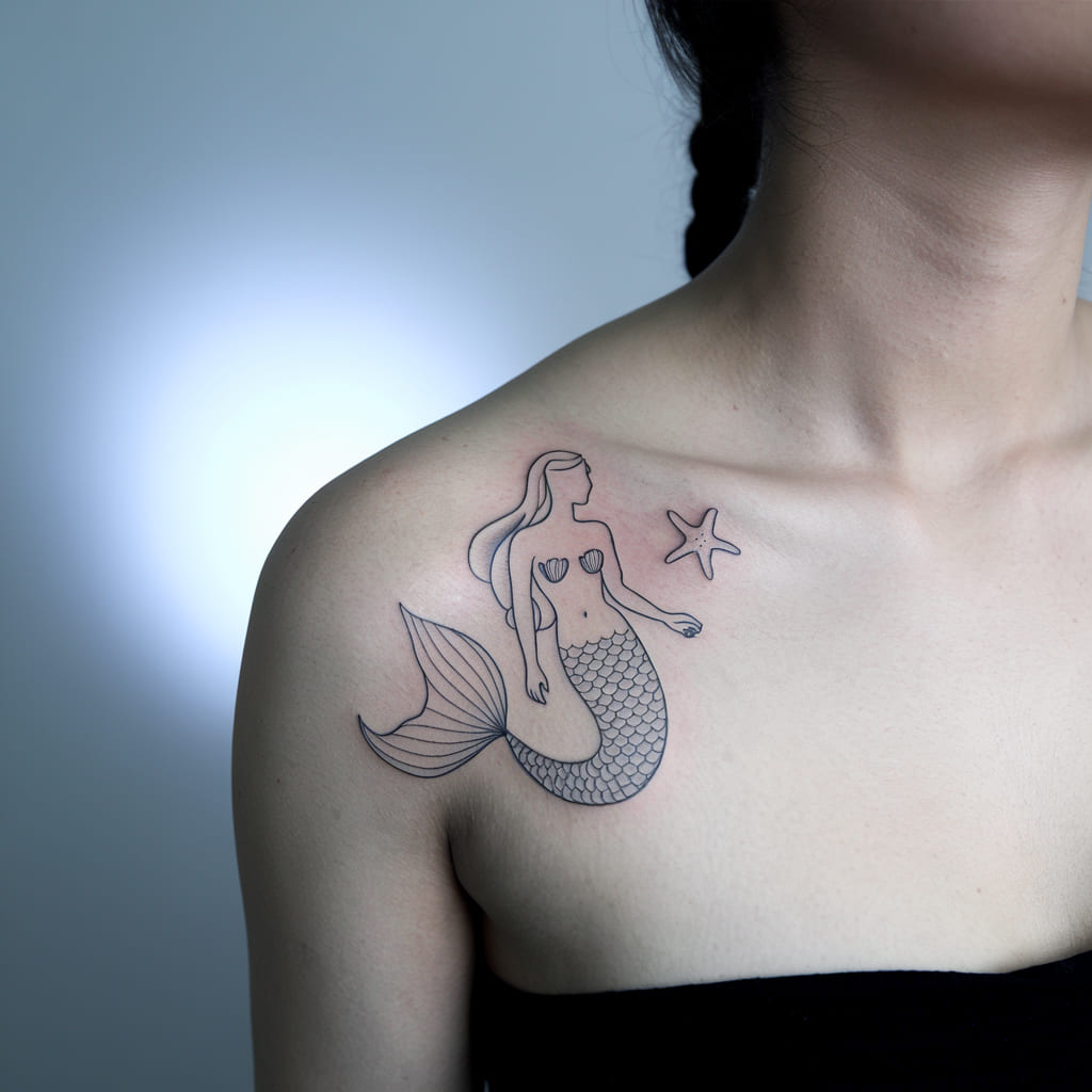 Minimalist Mermaid with Starfish