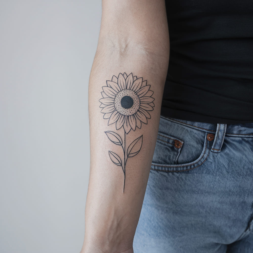 Minimalist Sunflower Tattoo