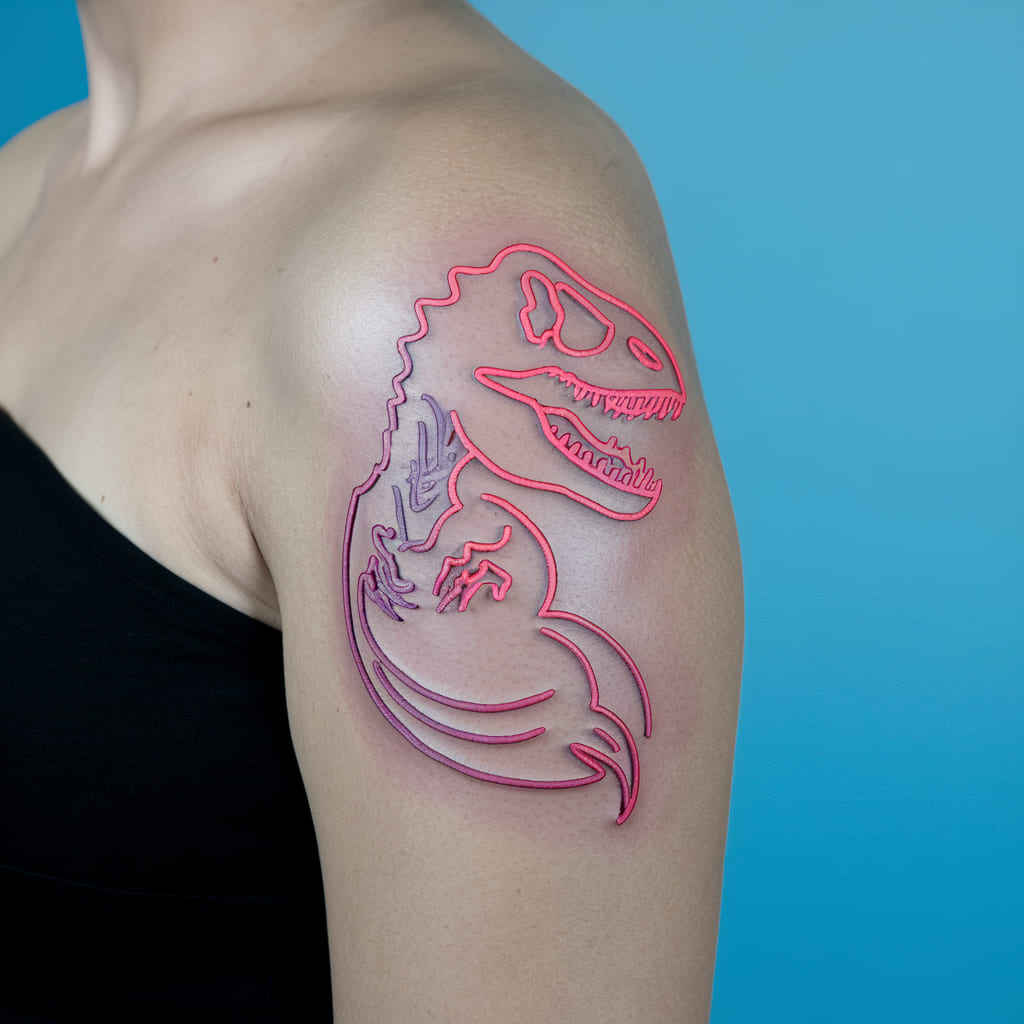 Neon Dinosaur Outline