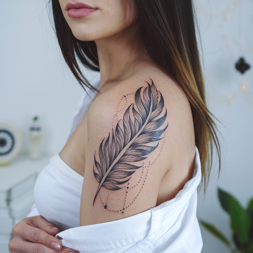 Phoenix Feather with Abstract Designs