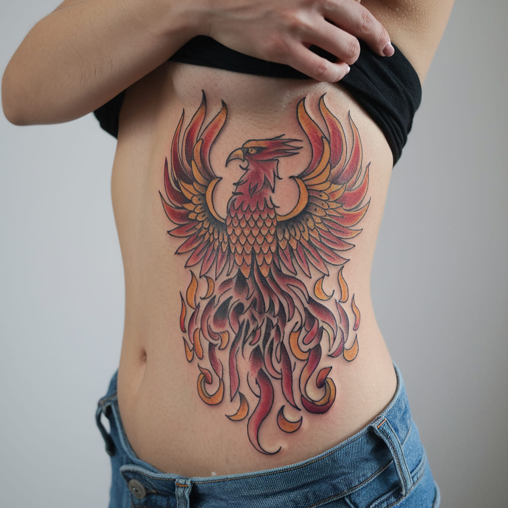 Phoenix Waist Tattoo