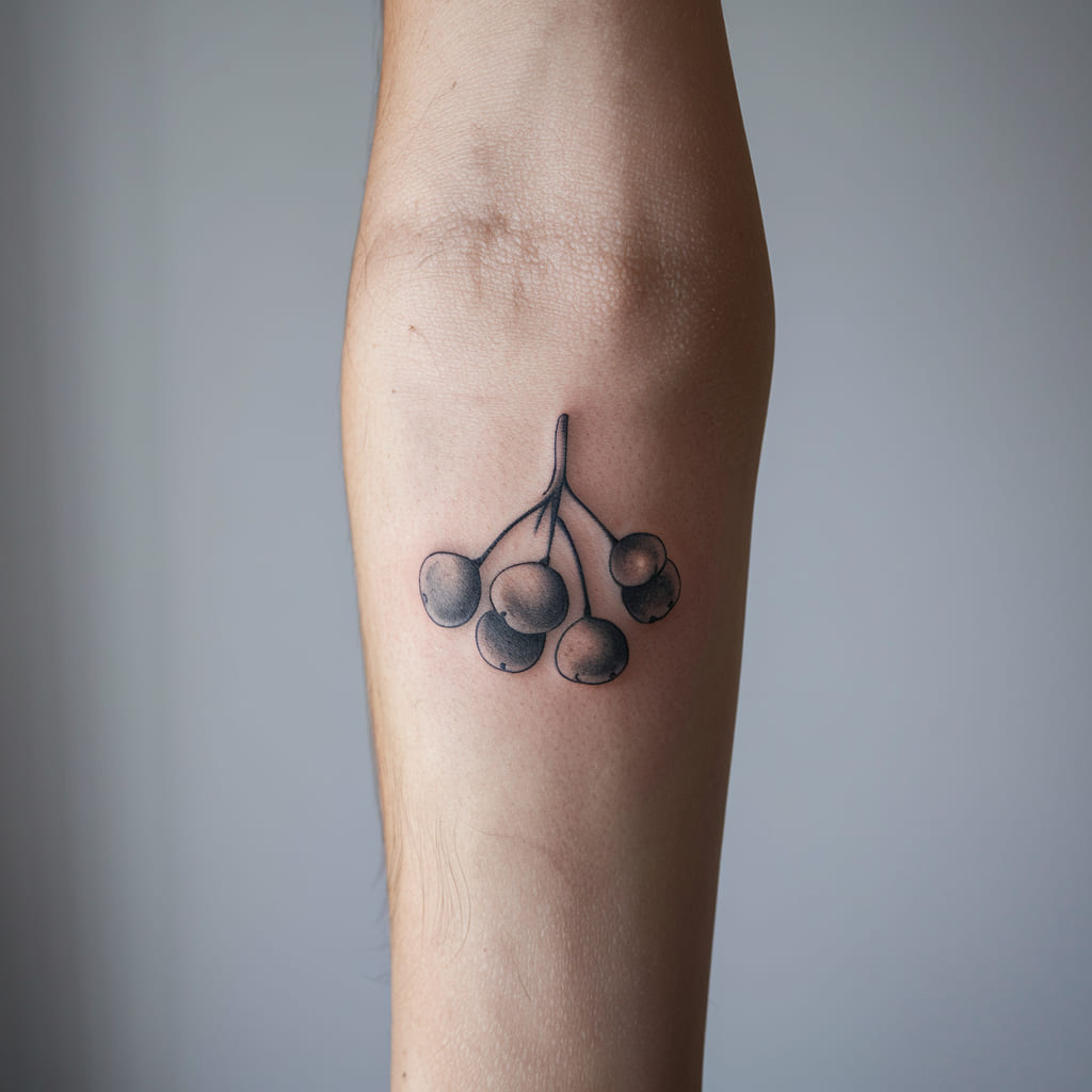 Single Mistletoe Berry Tattoo