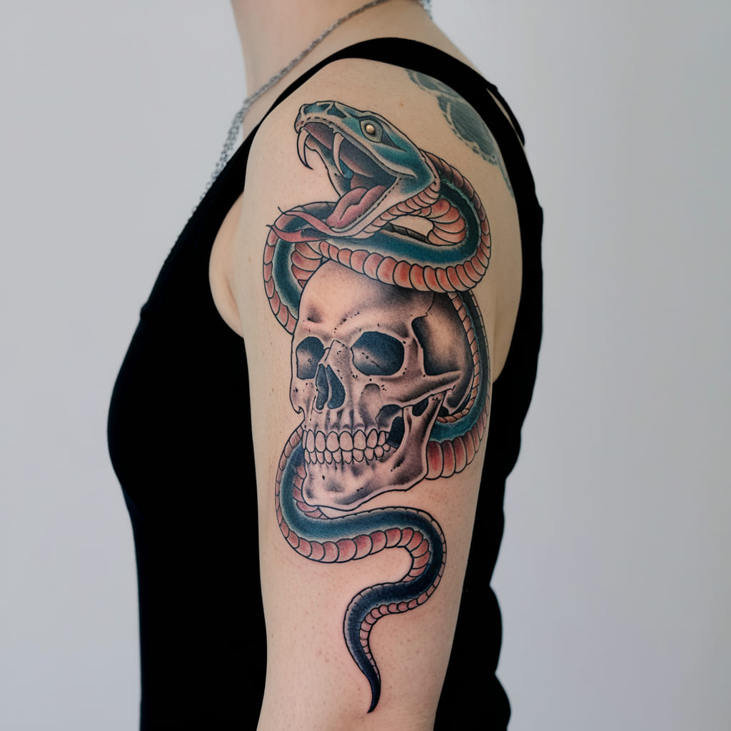 Snake Wrapped Around a Skull