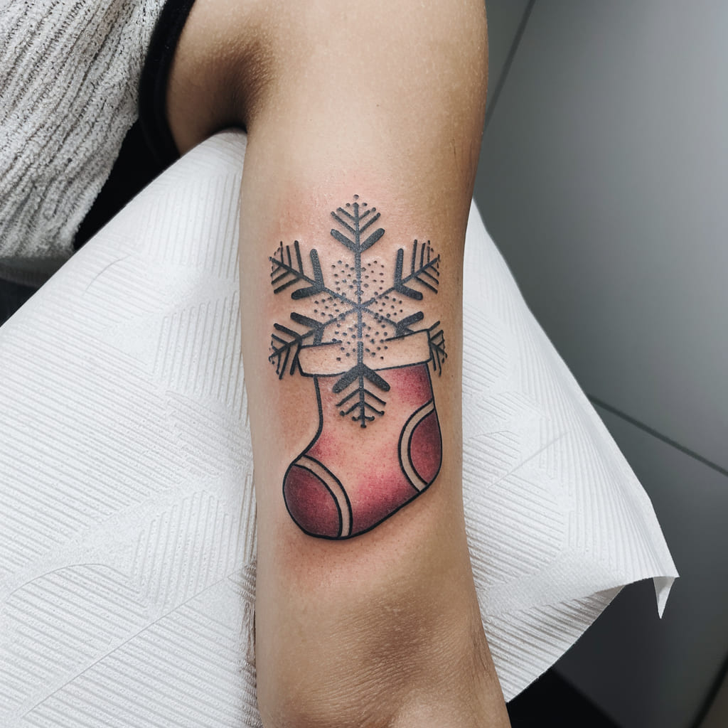 Snowflake with Christmas Stocking