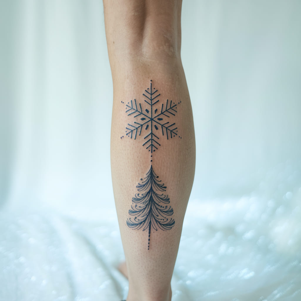 Snowflake with Christmas Tree