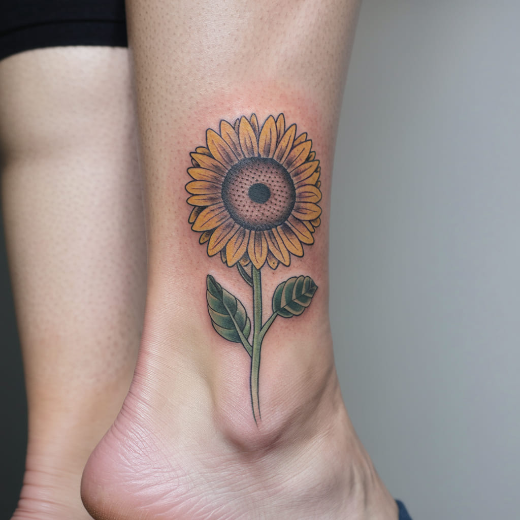 Sunflower Ankle Tattoo