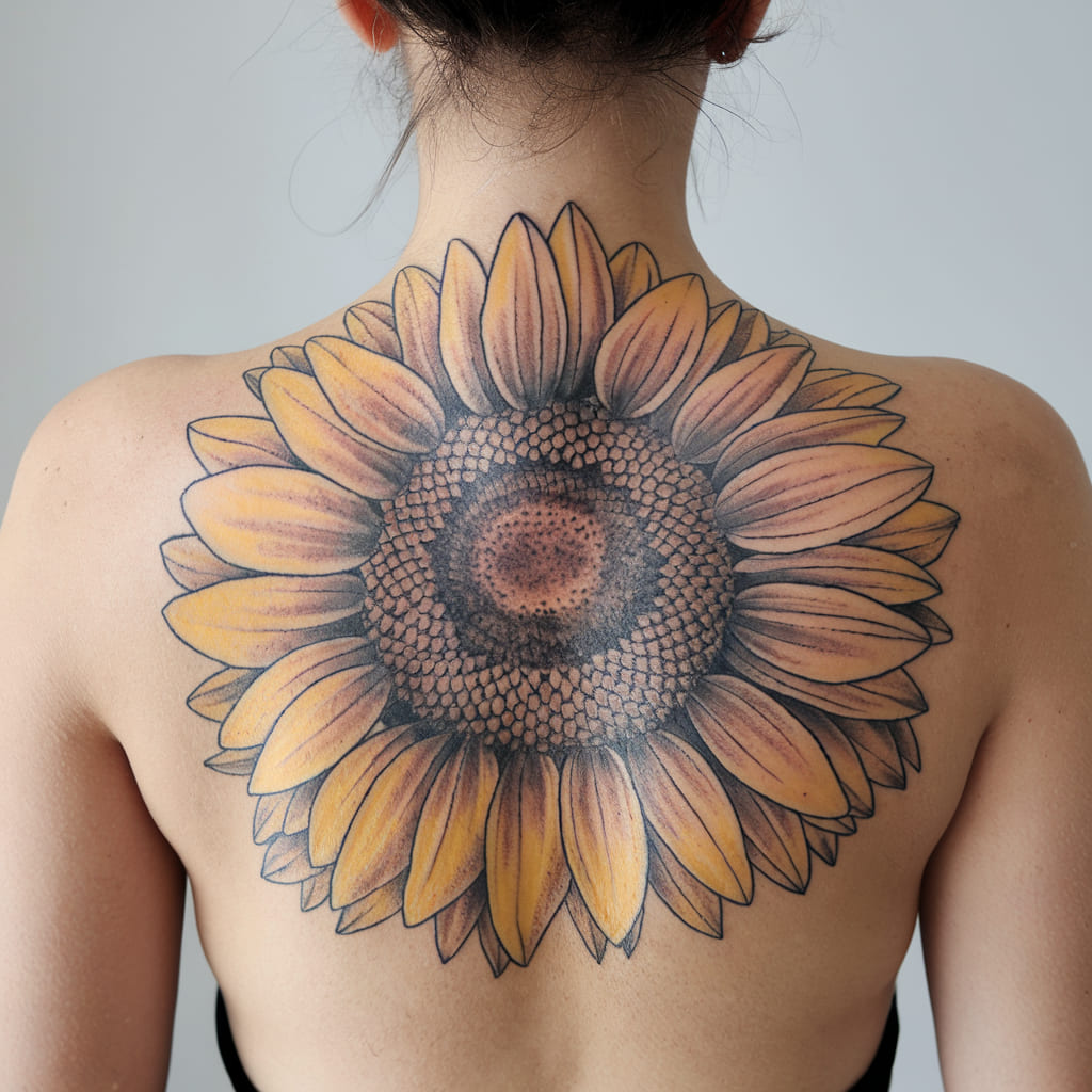 Sunflower Back Tattoo