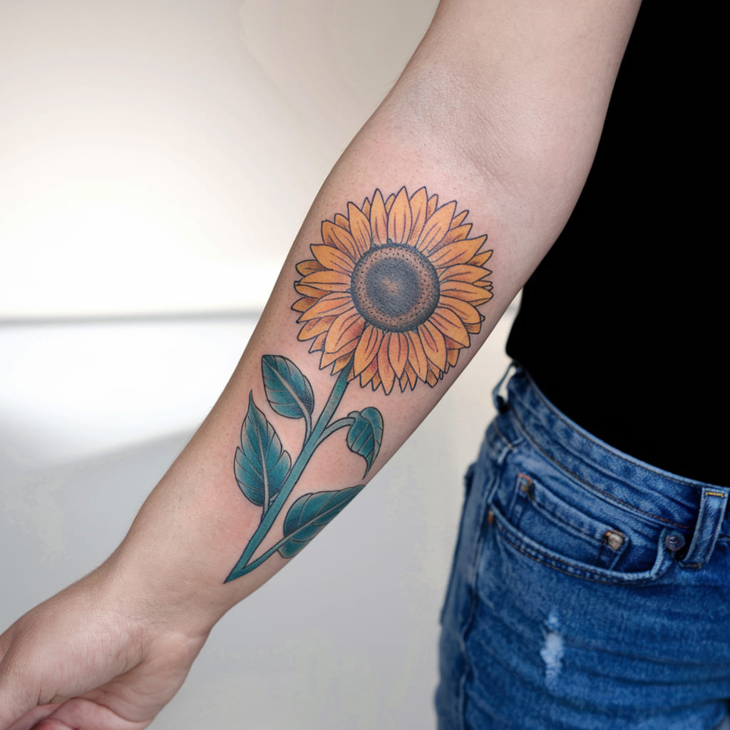 Sunflower Forearm Tattoo