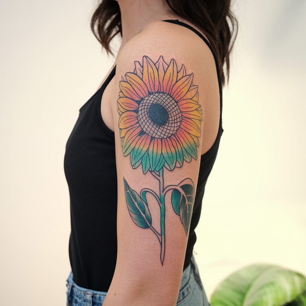 Sunflower Sleeve Tattoo