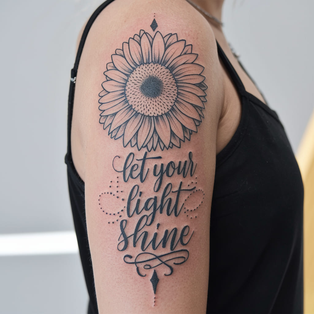 Sunflower and Quote Tattoo