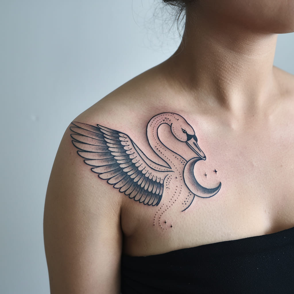 Swan and Crescent Moon