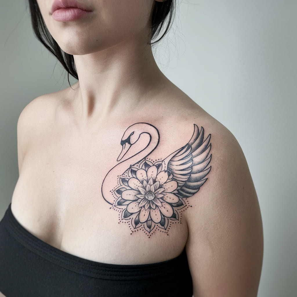 Swan with a Flower Mandala