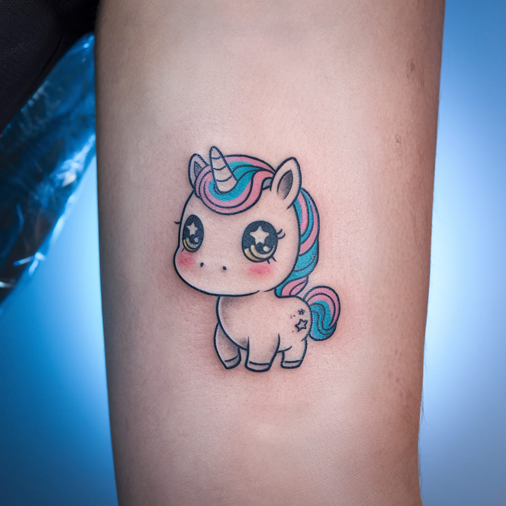 Tiny Chibi Unicorn with Starry Eyes