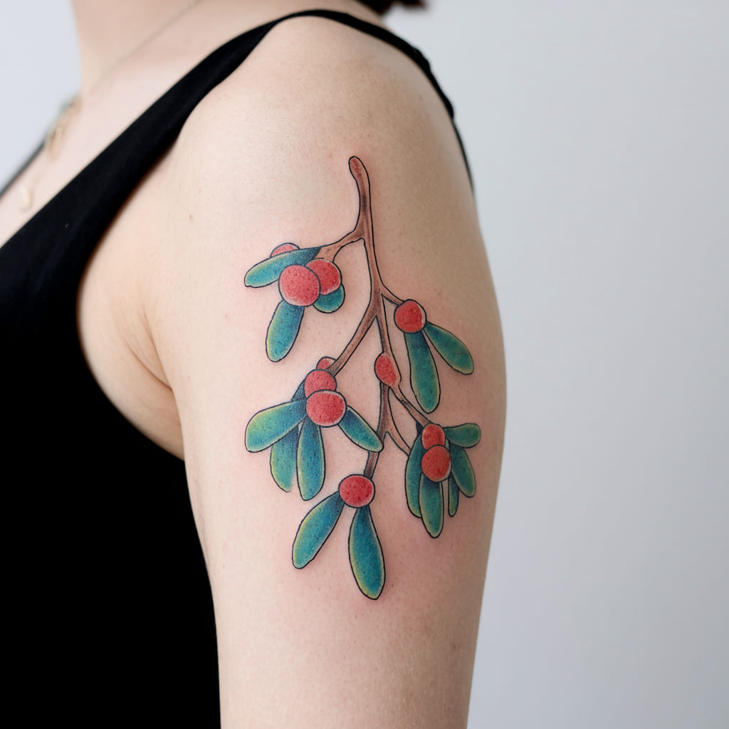 Watercolor Mistletoe Branch