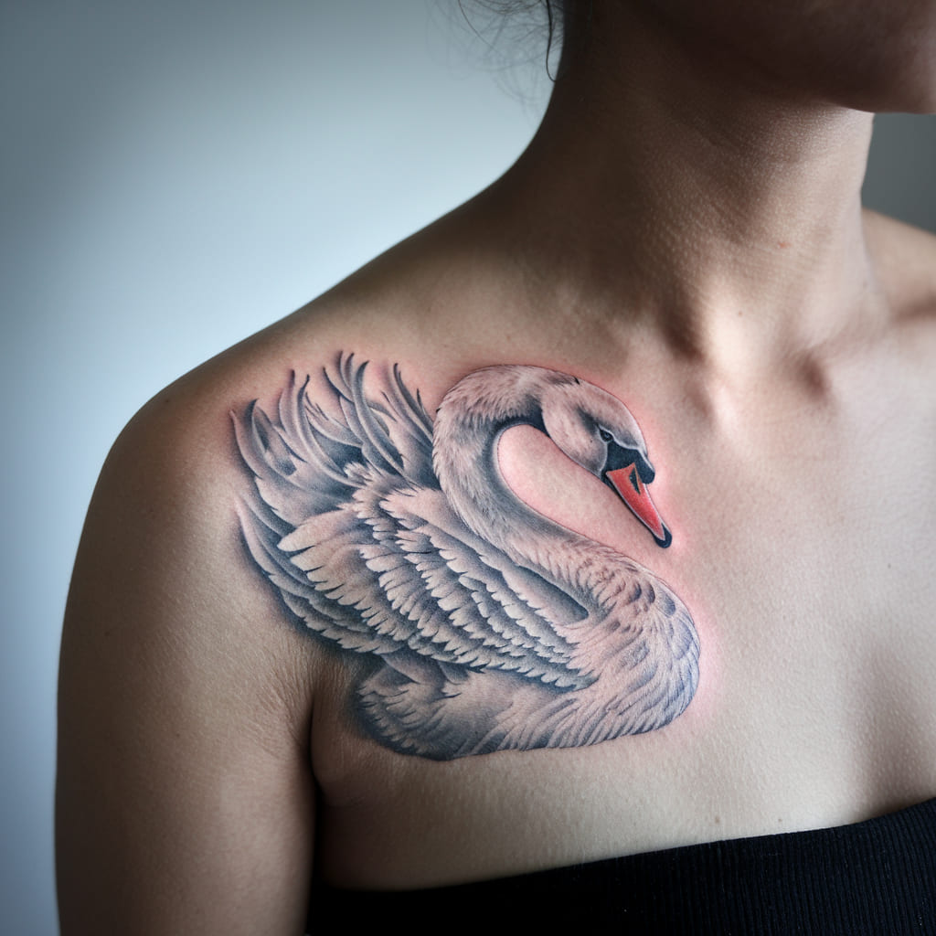 White Swan with Feather Details