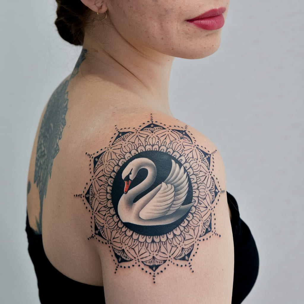 White Swan with Mandala